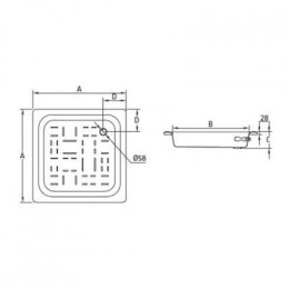 Душевой поддон BLB 70х70х6,5, стальной квадратный