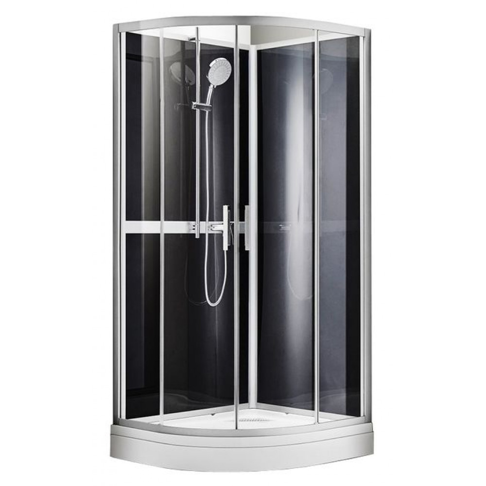 Душевая кабина AZARIO DENVER 90х90х200 прозрачное стекло 4 мм. покрытие Easy Clean, задняя панель черная, цвет профиля серый (AZ-N10812 900)