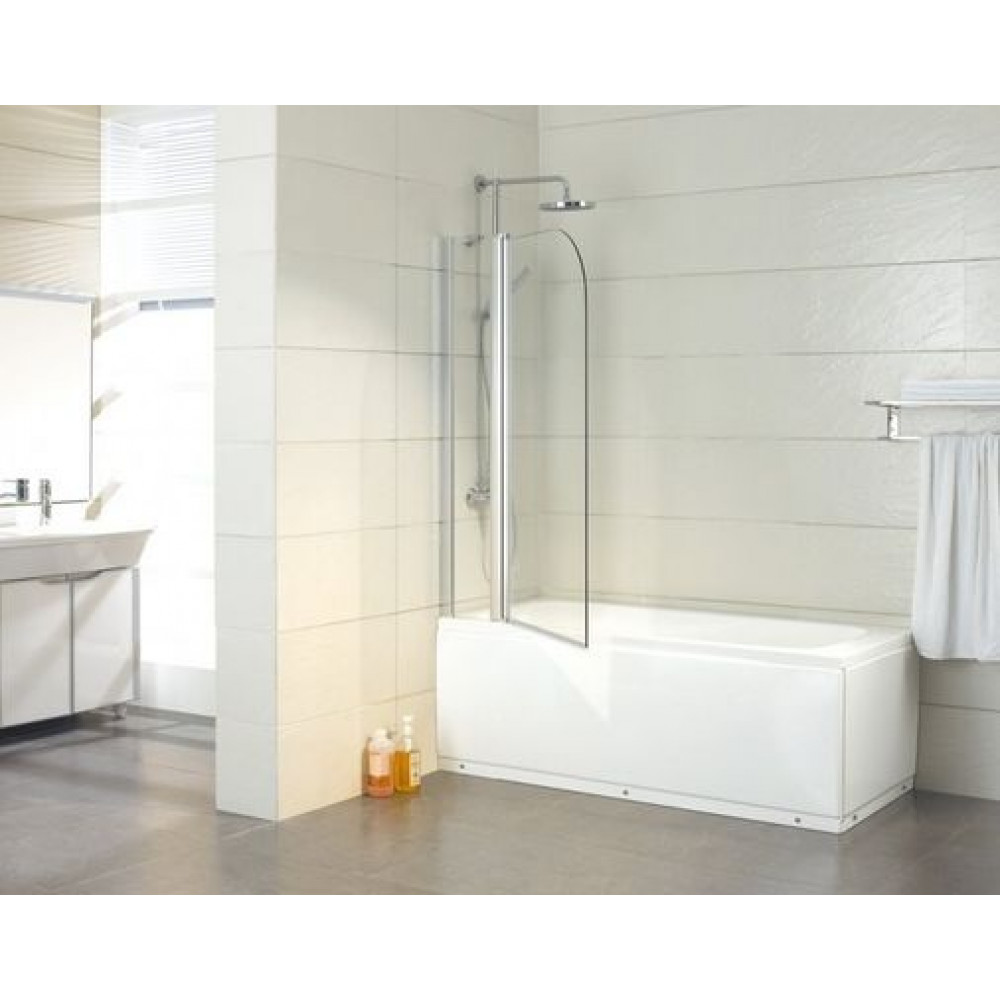 Шторка для ванны Azario MERRIT 1100(700+400)х1400 прозрачное стекло 6 мм, покрытие EASY CLEAN, цвет профиля серебро (AZ-NF6221 1100)