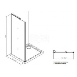 Душевое ограждение Roca Metropolis боковая часть 800х1950 прозрачное стекло, профиль хром (MP3508012M)