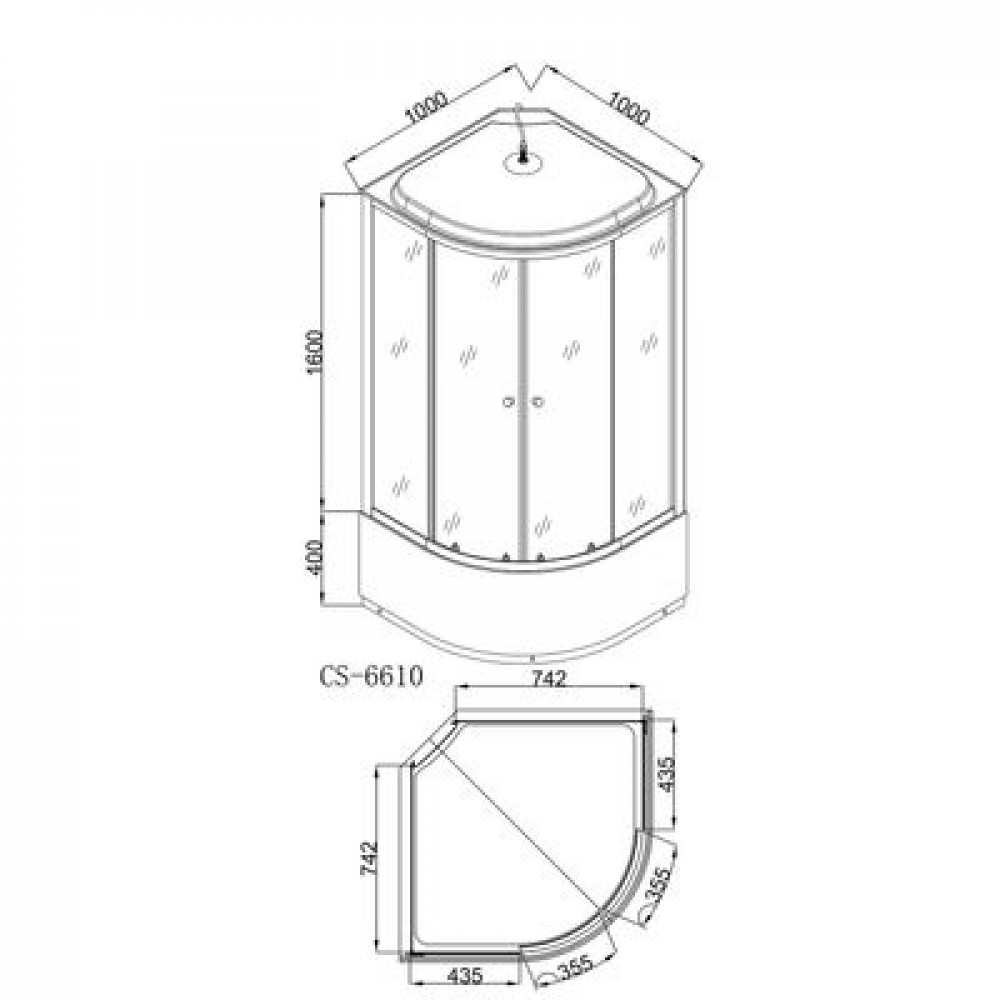 Душевая кабина Loranto CS-6610 F, 100х100х215, поддон 40 см