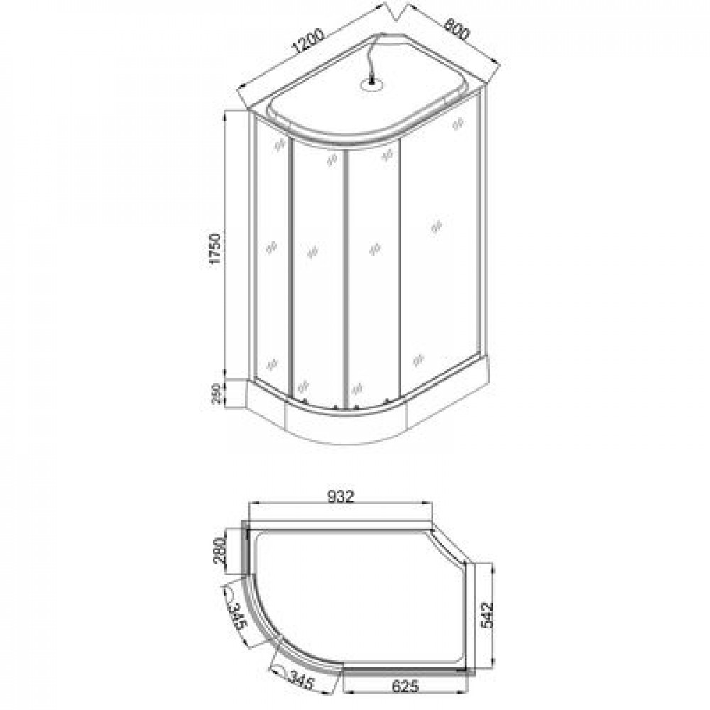 Душевая кабина Loranto 120x80x215 правая, поддон 25 см, 4 мм прозрачное стекло с рисунком "мозайка" (CS-1200-25ТМ/М R)