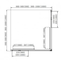 Душевое ограждение AZARIO 1000х1000х2000, БЕЗ ПОДДОНА, прозрачное стекло 6 мм, цвет профиля черный (AZ-ND1142 1000 Black)