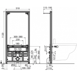 Инсталляция Alca plast для биде, черный (A105/1120)