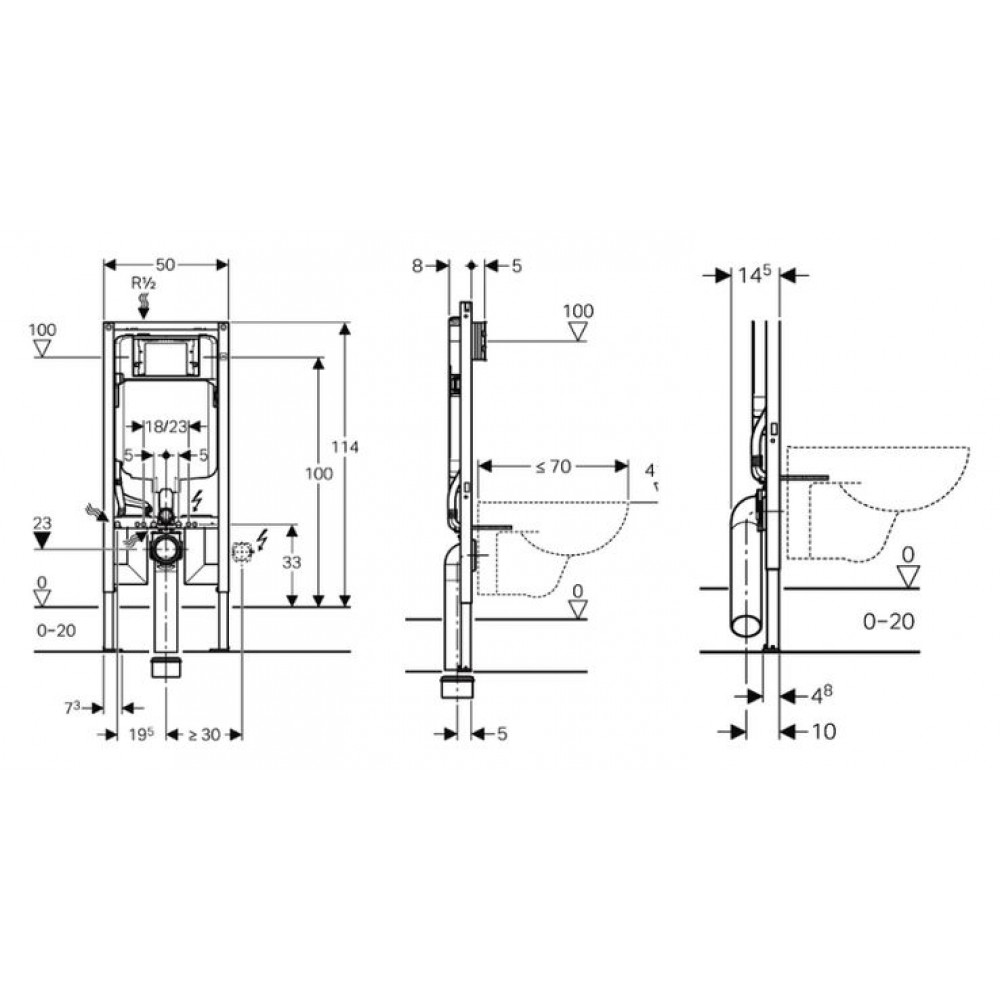 Инсталляция Geberit Duofix Sigma  для унитаза со смывным бачком (111.796.00.1)