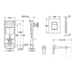 Система инсталляции для унитазов Grohe Rapid SL 38772001 3 в 1 с кнопкой смыва