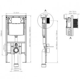 Инсталляция Loranto Prestige для подвесного унитаза, 51 см, без кнопки (4551)