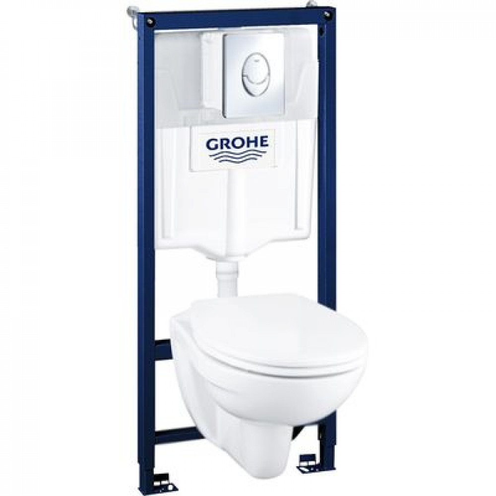Комплект унитаза с инсталляцией Grohe Solido Perfect с кнопкой смыва Хром и сиденьем Микролифт (39192000)