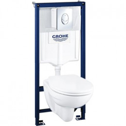 Комплект унитаза с инсталляцией Grohe Solido Perfect с кнопкой смыва Хром и сиденьем Микролифт (39192000)