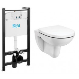 ПЭК Roca Debba Round Pack подвесной унитаз Rimless + инсталляция + сиденье Supralit (7.8931.0.498.0)