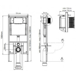 Сет LORANTO Инсталляция + унитаз Azario FONTI подвесной, безободковый, с быстросъемным сиденьем микролифт (4501+AZ-402W)