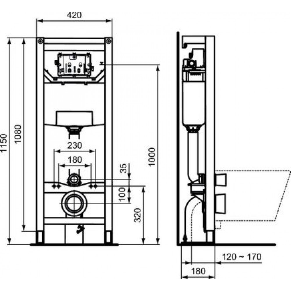 Комплект Ideal Standard Prosys i.life A  (унитаз+инсталляция) I001601