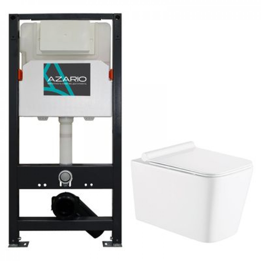 Сет AZARIO NEW Инсталляция 3/6л + подвесной унитаз Azario Mona 530x360x365 с быстросъемным сиденьем "Микролифт" (AZ-501A+AZ-0057)
