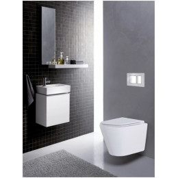 Сет AZARIO инсталляция + унитаз Teramo( круглый)  с сидением микролифт + панель смыва, хром глянцевый (AZ-8010-1000+AZ-8200-0031+AZ-0053)