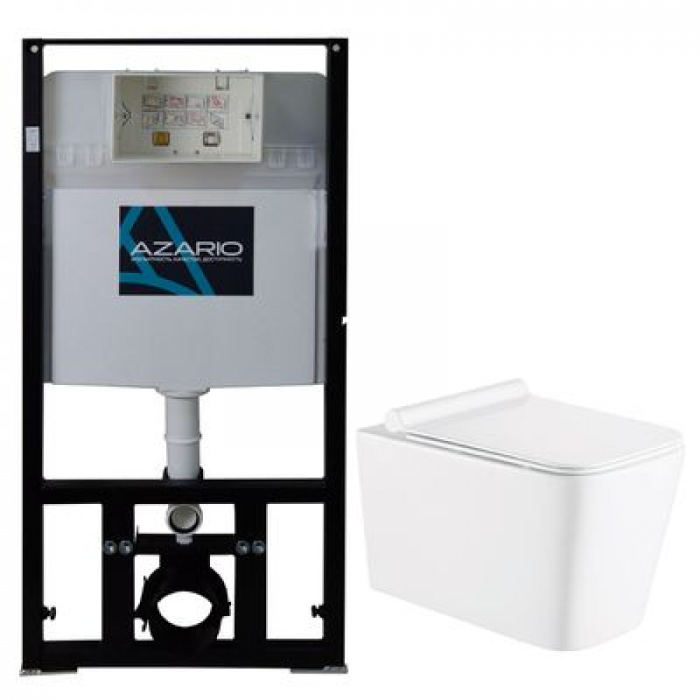 Сет AZARIO Инсталляция 3/6л + подвесной унитаз Azario Mona 530x360x365 с быстросъемным сиденьем "Микролифт" (AZ-8010-1000+AZ-0057)
