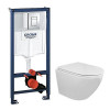 Сет 3 в 1 инсталляция Grohe Rapid SL с клавишей смыва + подвесной унитаз Azario Grado c быстросъемным сиденьем микролифт (38772001+AZ-0046N)