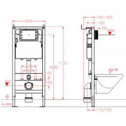 Инсталляция для подвесного унитаза AZARIO NEW сталь, пластик, 2-х режимный смыв 3/6 л. (AZ-501A)