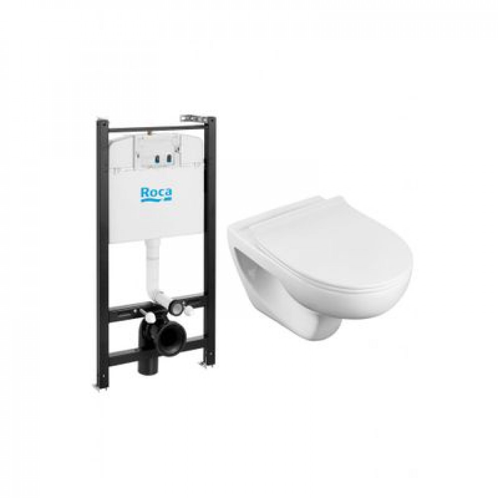 ПЭК Roca Victoria Pack подвесной унитаз Rimless + инсталляция + Slim сиденье дюропласт (7.8931.0.501.0)