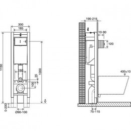 Инсталляция Jacob Delafon для унитаза, ширина 300 мм, без клавиши смыва (E33130RU-NF)