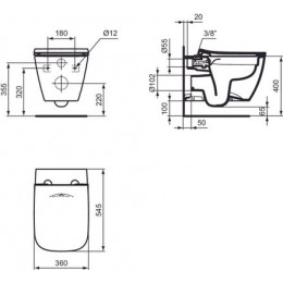 Промо комплект Ideal Standard I.life B состоящий из подвесной унитаз i.life B, тонкое сидение Ideal Standard i.life и инсталляция (I500301)