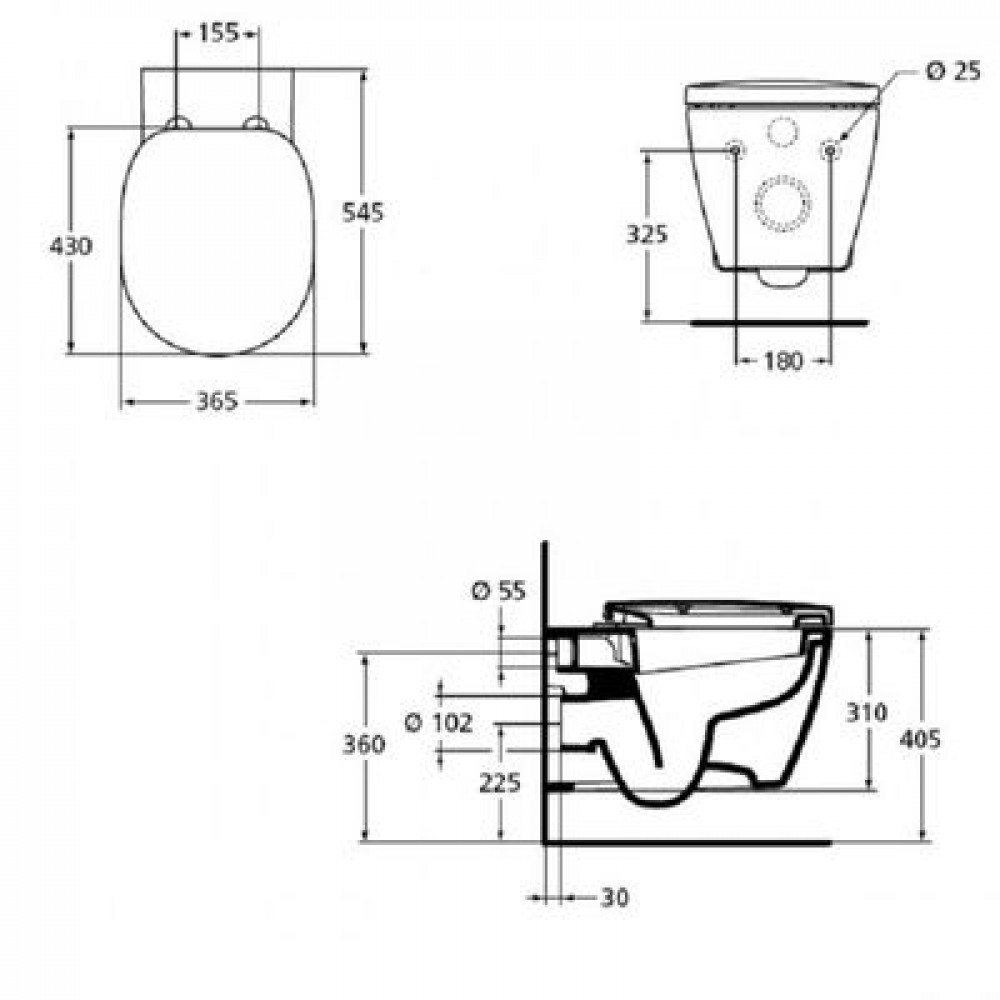 Комплект инсталляции Ideal Standard ProSys Eco Frame M  с унитазом Connect E803501, сиденье микролифт E712701 (W220101)