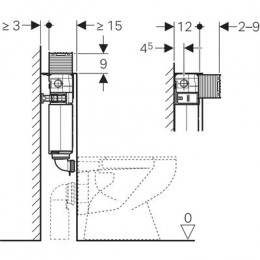 Смывной бачок скрытого монтажа Geberit Omega 12 см, 6/3 литра, монтажная высота 82 см (109.043.00.1)