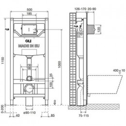 Инсталляция OLI 120 ECO Sanitarblock pneumatic пневматическая, метал. крепления (879235)