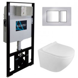 Сет AZARIO инсталляция  + унитаз Grado N с быстросъемным сиденьем микролифт+ клавиша смыва хром глянец (AZ-8010-1000+AZ-8200-0031+AZ-0046N)