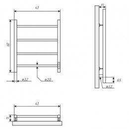 Полотенцесушитель электрический ДВИН J neo 60/40 К диммер полированный (4657763844462)