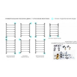 Полотенцесушитель водяной ДВИН J лесенка 80/50, полированный (4627086035809)