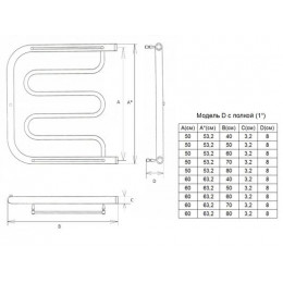 Полотенцесушитель водяной ДВИН D фокстрот 50/50 c полкой, полированный (4627086011773)