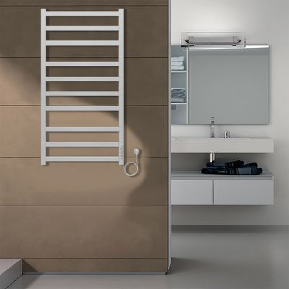 Полотенцесушитель электрический AZARIO PALERMO 500/1000 квадрат, 10 секций, диммер справа, белый (AZ83850W)