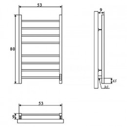 Полотенцесушитель электрический ДВИН S plaza neo 80/50 К, диммер, квадрат, чёрный матовый (4656759179281)