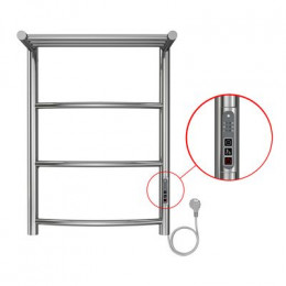 Полотенцесушитель электрический AZARIO VERONA 400/600 3 секции, с полкой, диммер справа, хром (AZ04846P)