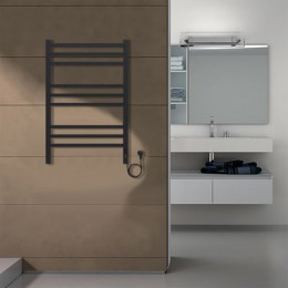 Полотенцесушитель электрический AZARIO ANCONA 500/800 квадрат, 9 секций, диммер справа, черный (AZ71858B)