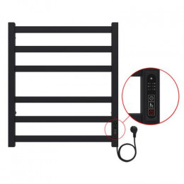 Полотенцесушитель электрический AZARIO PALERMO 500/600 квадрат, 6 секций, диммер справа, черный (AZ83856B)