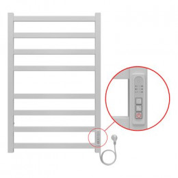 Полотенцесушитель электрический AZARIO PALERMO 500/800 квадрат, 8 секций, диммер справа, белый (AZ83858W)