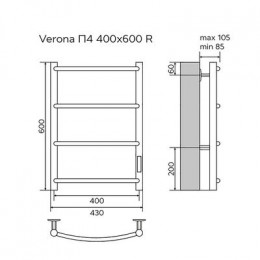 Полотенцесушитель электрический AZARIO VERONA 400/600 4 секции, диммер справа, хром (AZ04846)