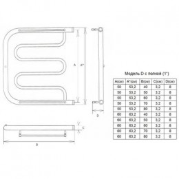Полотенцесушитель водяной ДВИН D 50/40 c полкой 1"-1/2" К0 полированный (4627086011728)