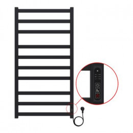 Полотенцесушитель электрический AZARIO PALERMO 500/1000 квадрат, 10 секций, диммер справа, черный (AZ83850B)