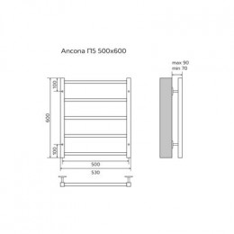 Полотенцесушитель водяной AZARIO ANCONA 500/600 квадрат, 5 секций, нижнее/диагональное подключение, 1/2", хром (AZ75556)