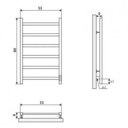 Полотенцесушитель электрический ДВИН J plaza neo 80/50 К диммер квадрат, чёрный матовый (4656759179083)