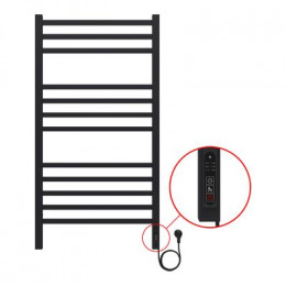 Полотенцесушитель электрический AZARIO ANCONA 500/1000 квадрат, 12 секций, диммер справа, черный (AZ71850B)