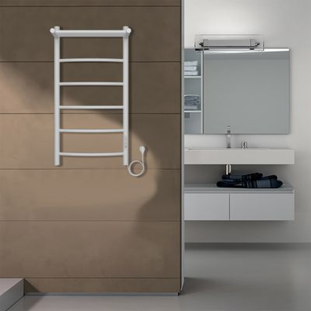 Полотенцесушитель электрический AZARIO VERONA 400/800 5 секций, с полкой, диммер справа, белый (AZ04848PW)
