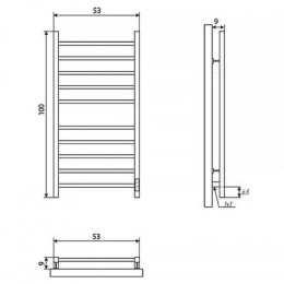 Полотенцесушитель электрический ДВИН L plaza neo 100/50 К диммер, квадрат, полированный (4656759179182)