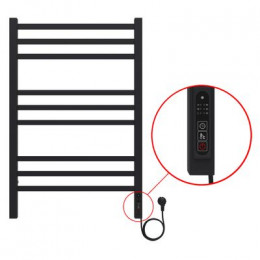 Полотенцесушитель электрический AZARIO ANCONA 500/800 квадрат, 9 секций, диммер справа, черный (AZ71858B)