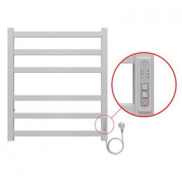 Полотенцесушитель электрический AZARIO PALERMO 500/600 квадрат, 6 секций, диммер справа, белый (AZ83856W)