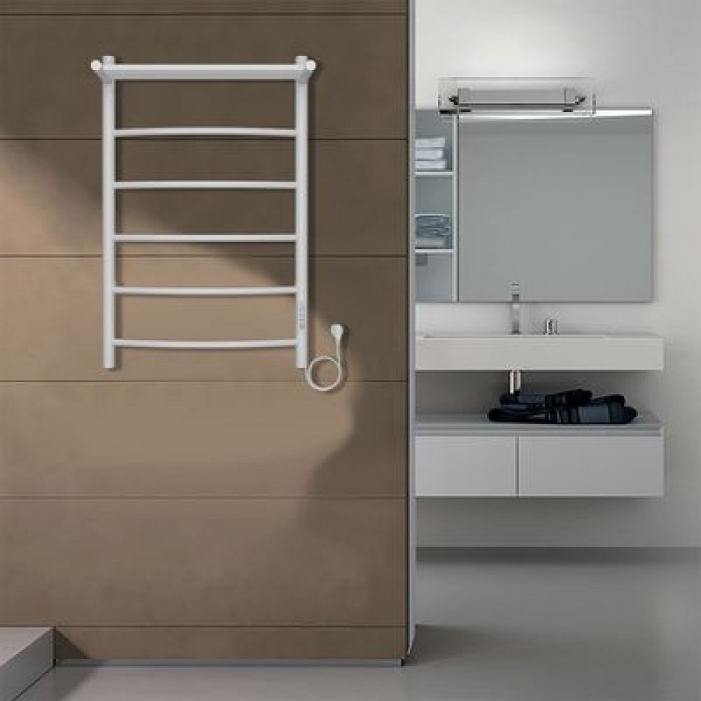 Полотенцесушитель электрический AZARIO VERONA 500/800 5 секций, с полкой, диммер справа, белый (AZ04858PW)