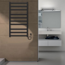 Полотенцесушитель электрический AZARIO PALERMO 500/1000 квадрат, 10 секций, диммер справа, черный (AZ83850B)