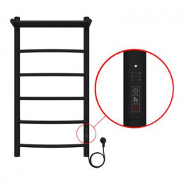 Полотенцесушитель электрический AZARIO VERONA 400/800 5 секций, с полкой, диммер справа, черный (AZ04848PB)